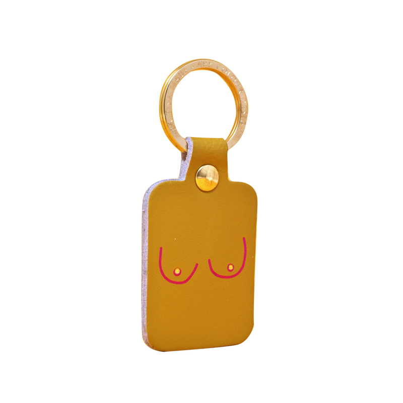 Porte-clés Boobs en cuir - Moutarde