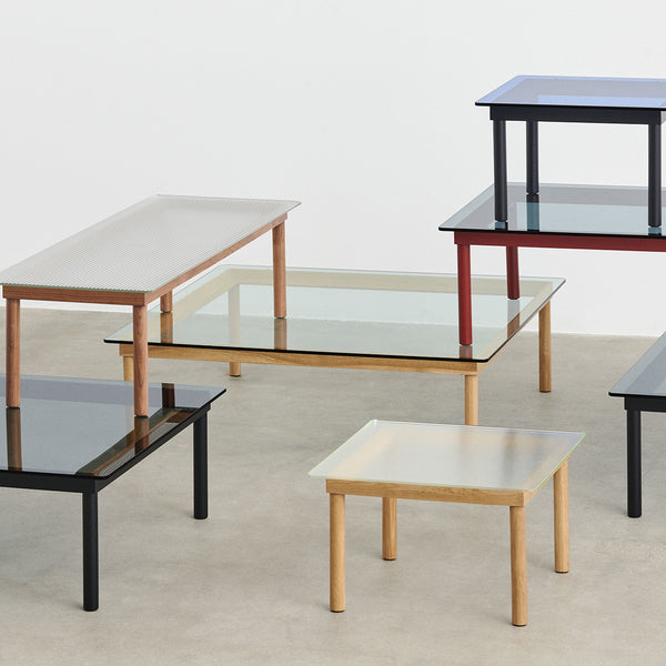 Table basse Kofi Chêne Massif & Verre Roseau Transparent - l 100 x L 100 x h 36 cm