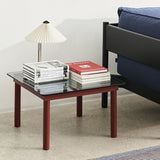 Kofi Coffee Table Solid Barn Red Oak &amp; Clear Glass - l 80 x W 80 xh 36 cm | Fleux | 5