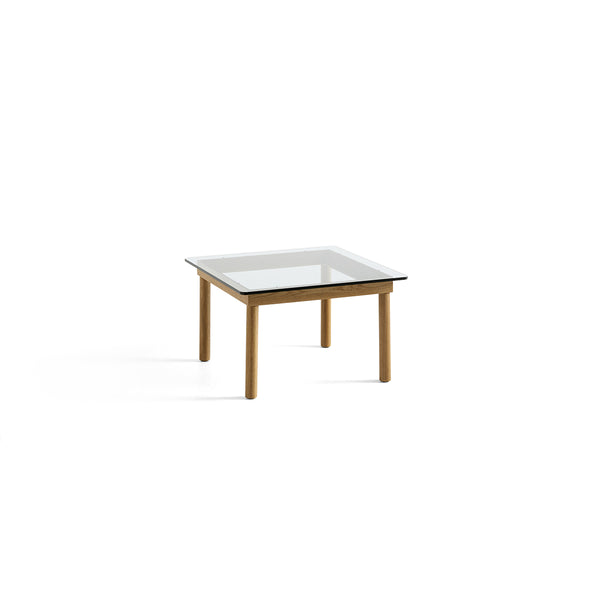Kofi Solid Oak &amp; Clear Glass Coffee Table - l 60 x W 60 xh 36 cm