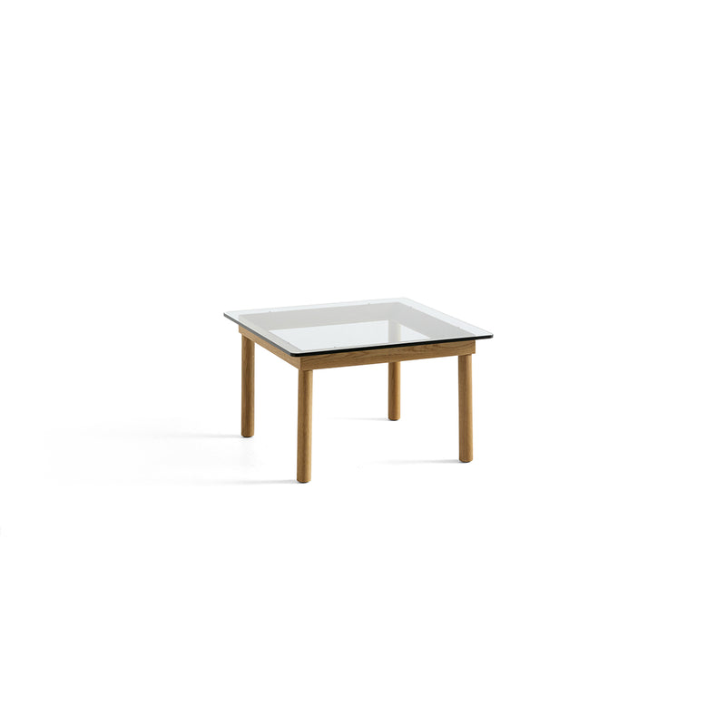 Table basse Kofi Chêne Massif & Verre Clair - l 60 x L 60 x h 36 cm