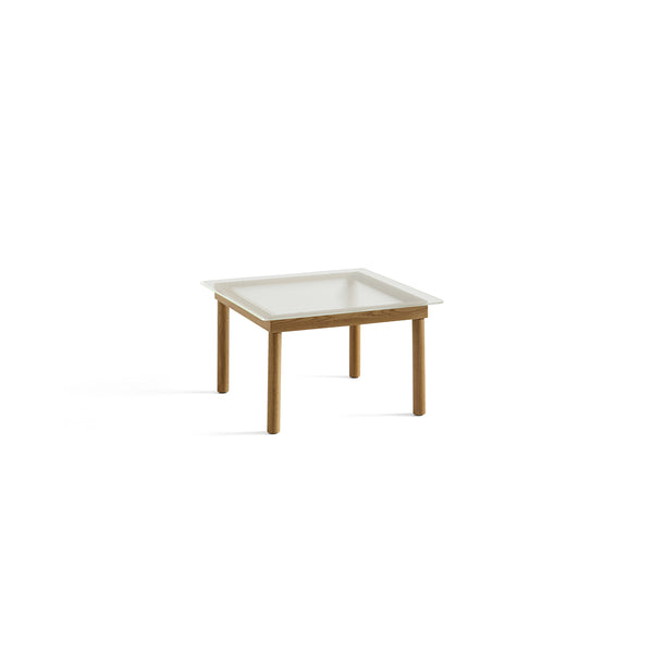 Table basse Kofi Chêne Massif & Verre Roseau Transparent - l 60 x L 60 x h 36 cm