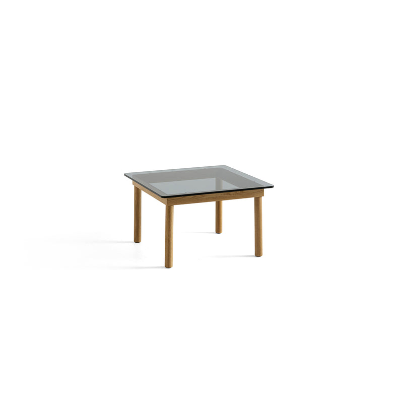 Table basse Kofi Chêne Massif & Verre Teinté Gris - l 60 x L 60 x h 36 cm