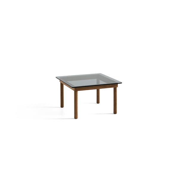Kofi Coffee Table Solid Walnut &amp; Gray Tinted Glass - l 60 x W 60 xh 36 cm