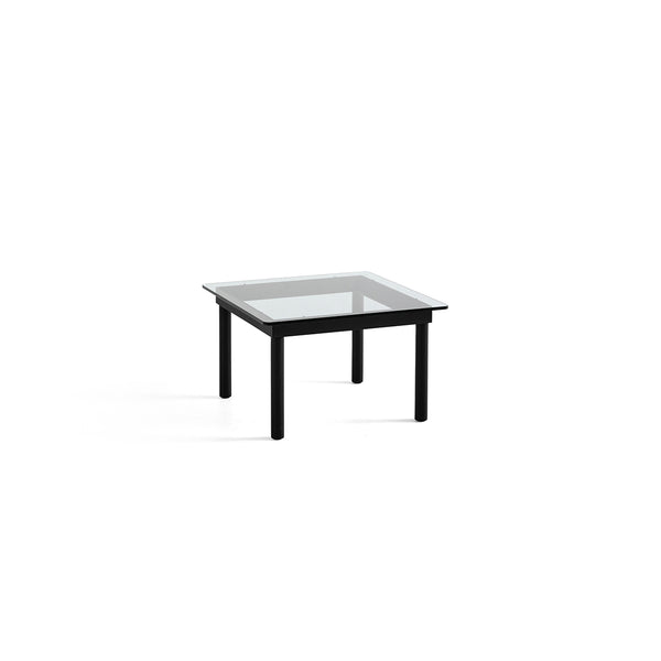 Kofi Coffee Table Solid Black Oak &amp; Clear Glass - l 60 x W 60 xh 36 cm