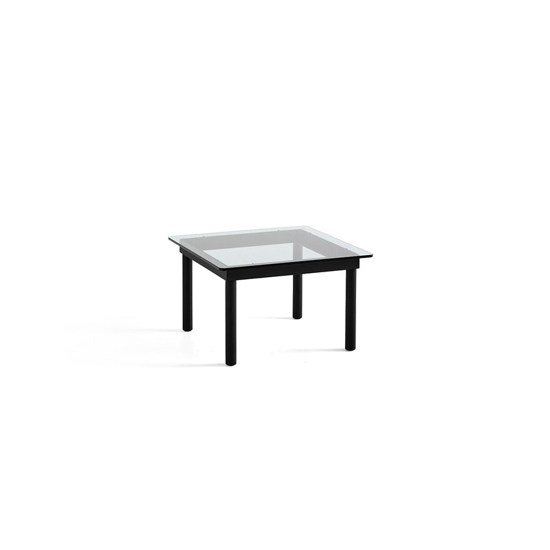 Table basse Kofi Chêne Massif Noir & Verre Clair - l 60 x L 60 x h 36 cm