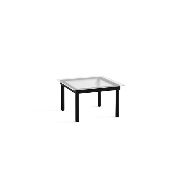 Kofi Coffee Table Solid Black Oak &amp; Clear Reed Glass - l 60 x W 60 xh 36 cm