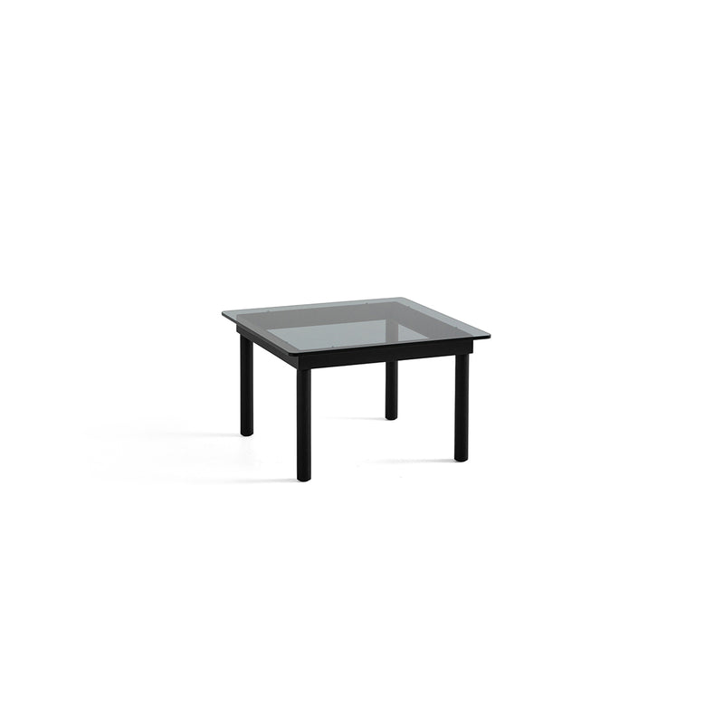 Kofi Coffee Table in Black Solid Oak &amp; Gray Stained Glass - l 60 x W 60 xh 36 cm