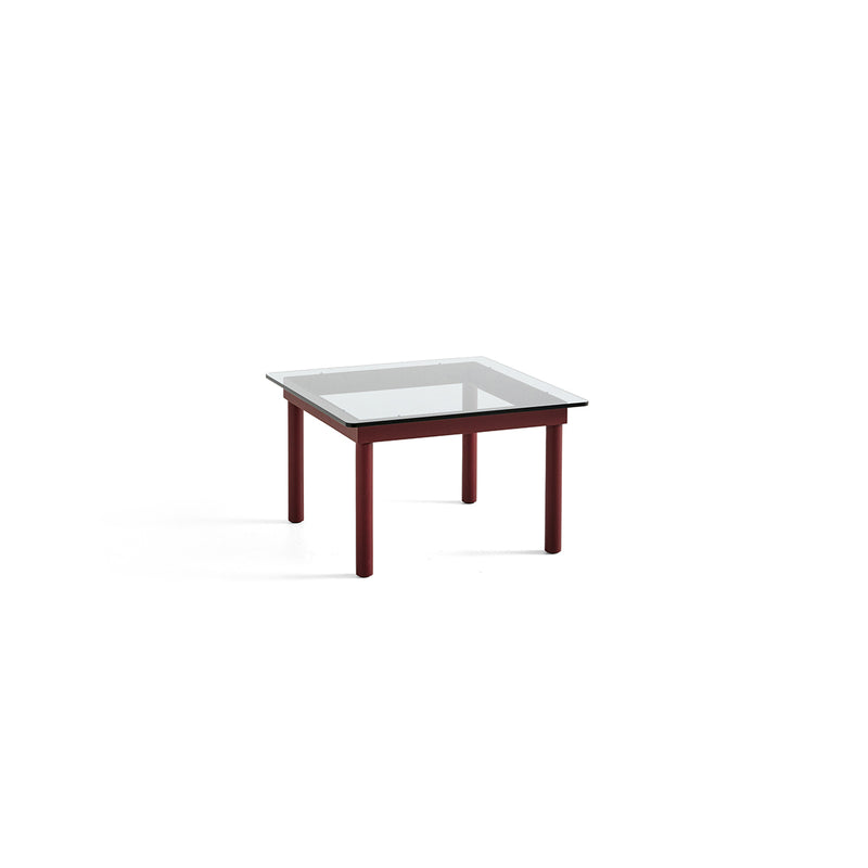 Kofi Coffee Table Solid Barn Red Oak &amp; Clear Glass - l 60 x W 60 xh 36 cm