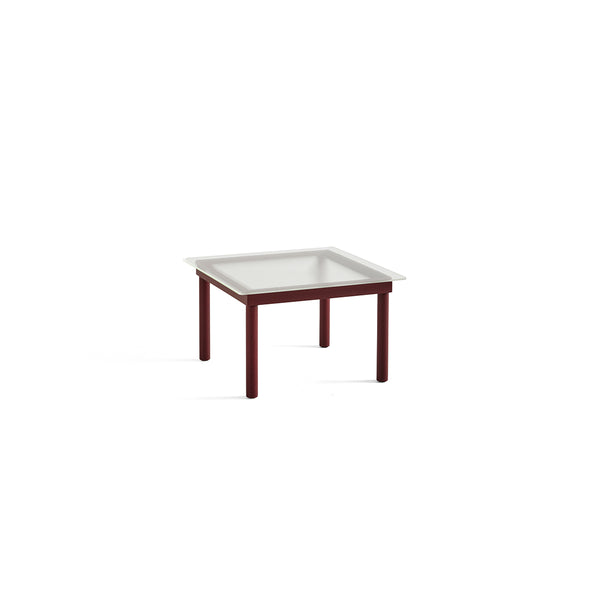 Kofi Coffee Table Solid Barn Red Oak &amp; Transparent Reed Glass - l 60 x W 60 xh 36 cm