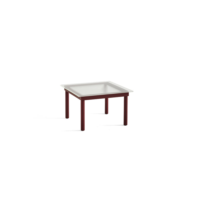 Kofi Coffee Table Solid Barn Red Oak &amp; Transparent Reed Glass - l 60 x W 60 xh 36 cm