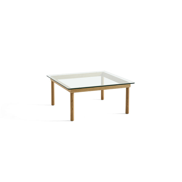 Kofi Coffee Table Solid Oak &amp; Clear Glass - l 80 x L 80 xh 36 cm