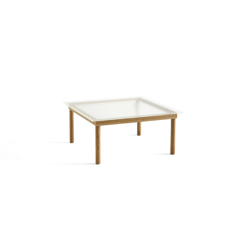 Kofi Coffee Table Solid Oak &amp; Transparent Reed Glass - l 80 x W 80 xh 36 cm