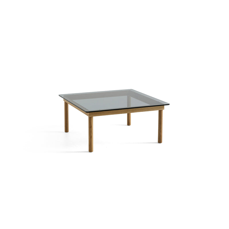 Table basse Kofi Chêne Massif & Verre Teinté Gris - l 80 x L 80 x h 36 cm