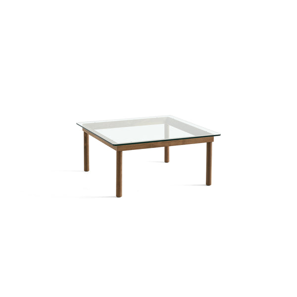 Kofi Coffee Table Solid Walnut &amp; Clear Glass - l 80 x L 80 xh 36 cm
