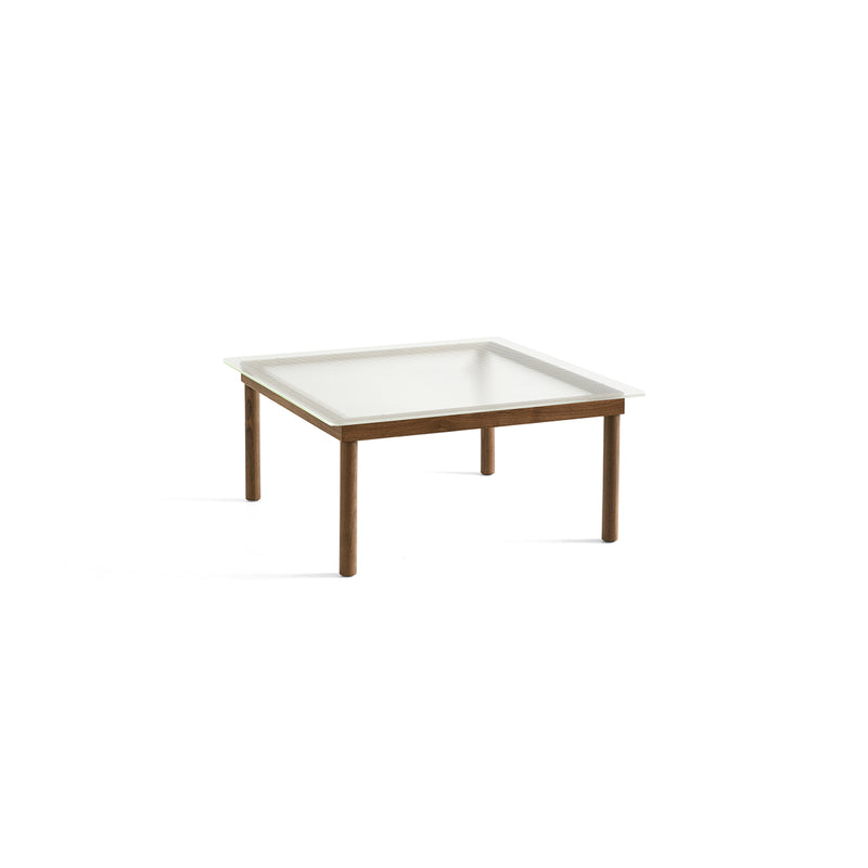 Table basse Kofi Noyer Massif & Verre Roseau Transparent - l 80 x L 80 x h 36 cm