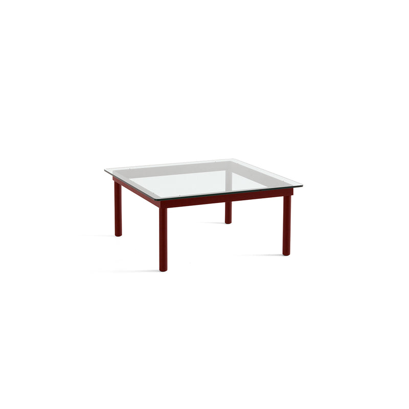 Table basse Kofi Chêne Massif Rouge Grange & Verre Clair - l 80 x L 80 x h 36 cm