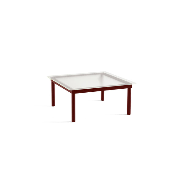Kofi Coffee Table Solid Barn Red Oak &amp; Transparent Reed Glass - l 80 x W 80 xh 36 cm