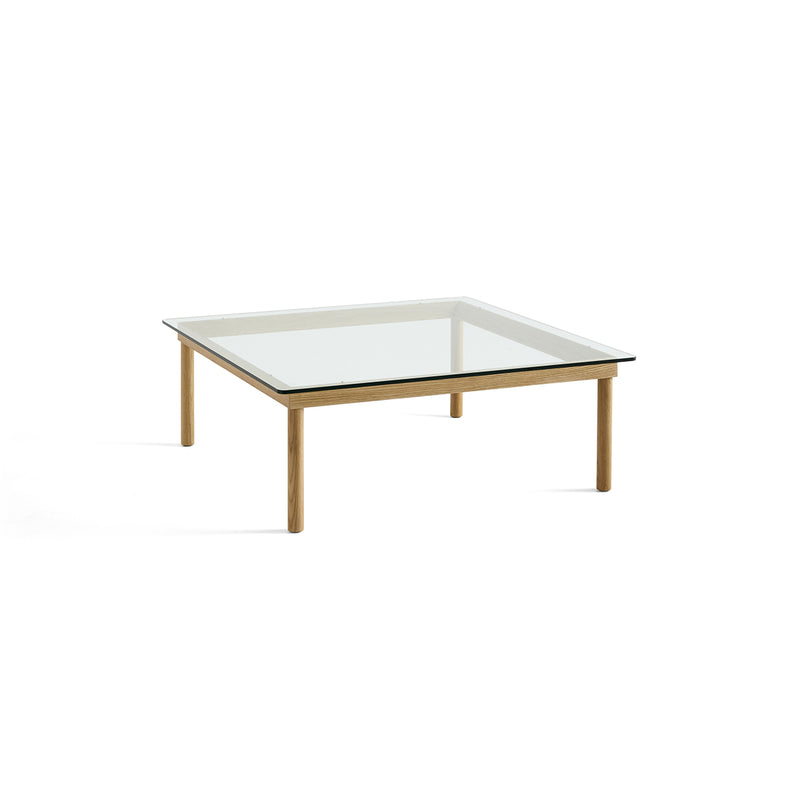 Kofi Coffee Table Solid Oak &amp; Clear Glass - l 100 x L 100 xh 36 cm