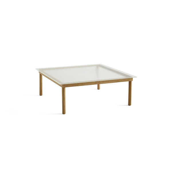 Table basse Kofi Chêne Massif & Verre Roseau Transparent - l 100 x L 100 x h 36 cm