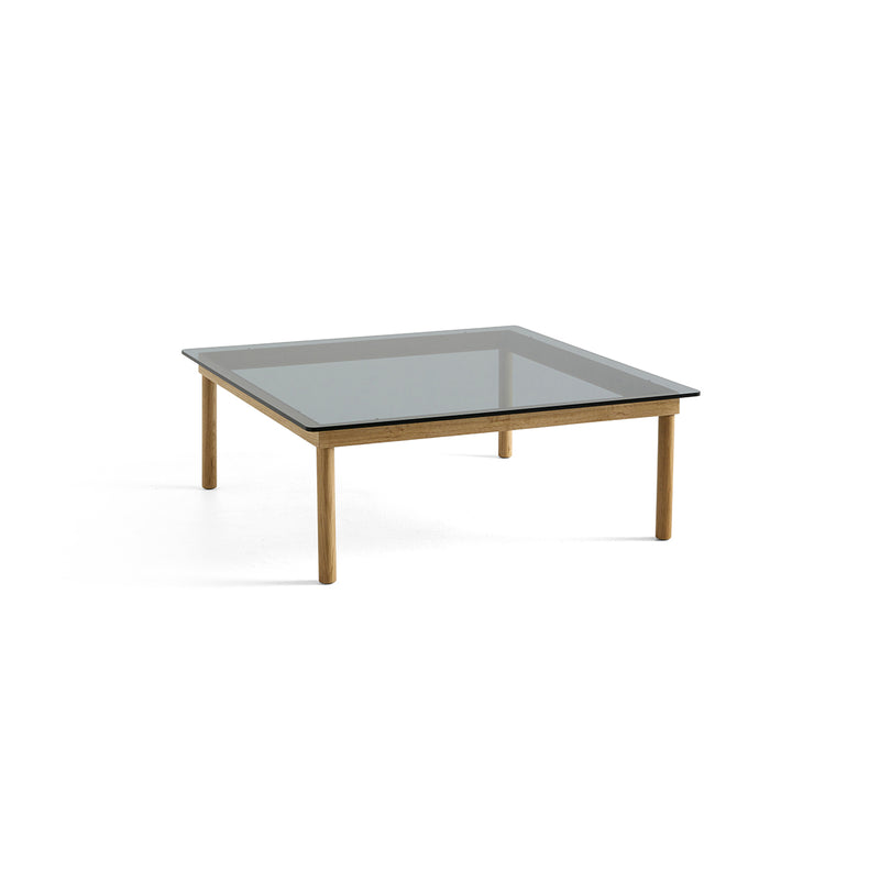 Table basse Kofi Chêne Massif & Verre Teinté Gris - l 100 x L 100 x h 36 cm