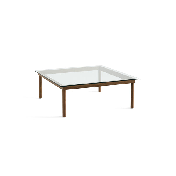 Kofi Coffee Table Solid Walnut &amp; Clear Glass - l 100 x L 100 xh 36 cm