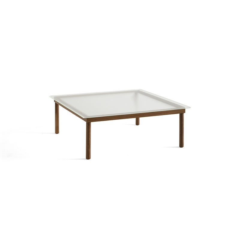 Kofi Coffee Table Solid Walnut &amp; Transparent Reed Glass - l 100 x W 100 xh 36 cm