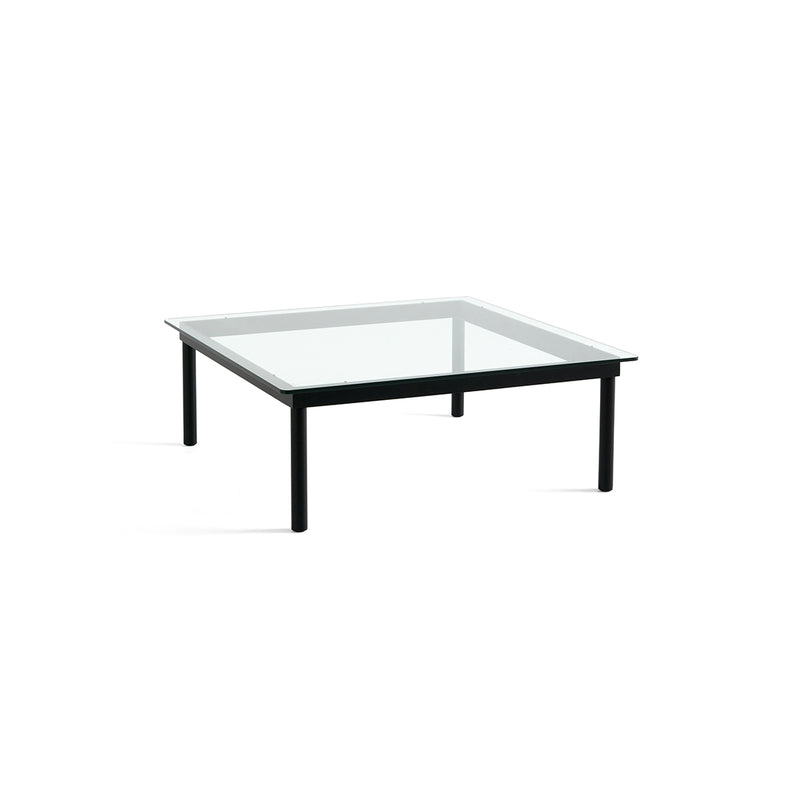 Table basse Kofi Chêne Massif Noir & Verre Clair - l 100 x L 100 x h 36 cm