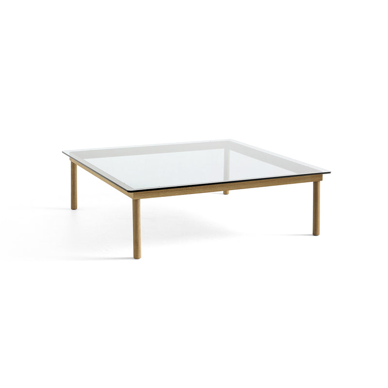 Kofi Solid Oak &amp; Clear Glass Coffee Table - l 120 x L 120 xh 36 cm