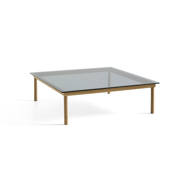 Table basse Kofi Chêne Massif & Verre Teinté Gris - l 120 x L 120 x h 36 cm