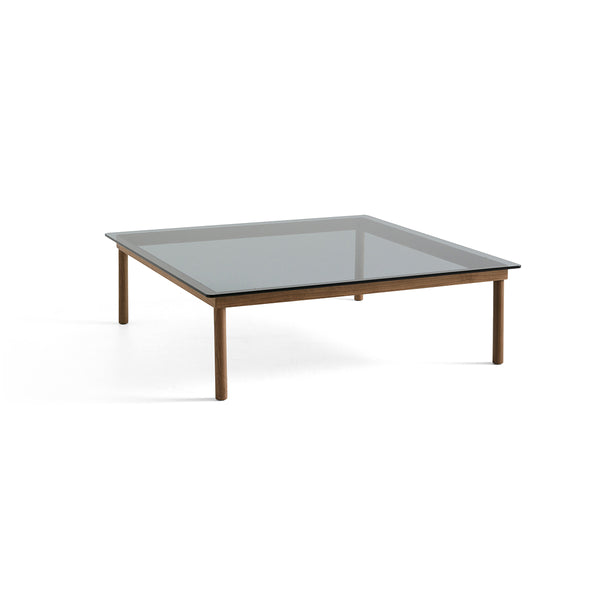 Table basse Kofi Noyer Massif & Verre Teinté Gris - l 120 x L 120 x h 36 cm