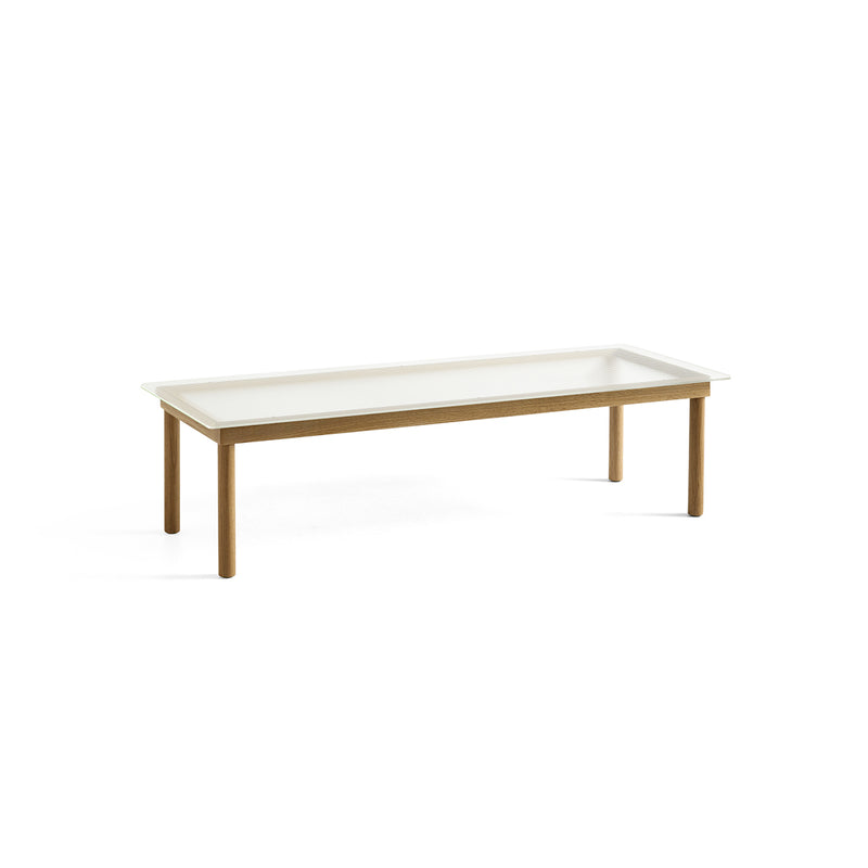 Kofi Coffee Table Solid Oak &amp; Transparent Reed Glass - l 140 x W 50 xh 36 cm