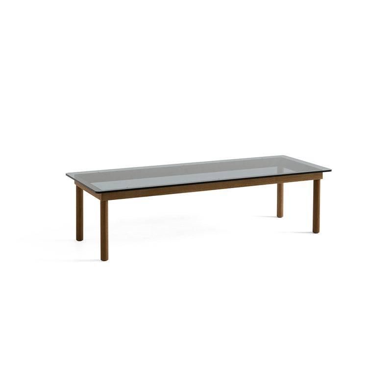 Table basse Kofi Noyer Massif & Verre Teinté Gris - l 140 x L 50 x h 36 cm