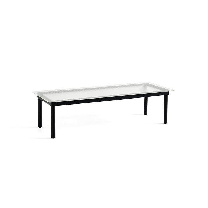 Table basse Kofi Chêne Massif Noir & Verre Roseau Clair - l 140 x L 50 x h 36 cm