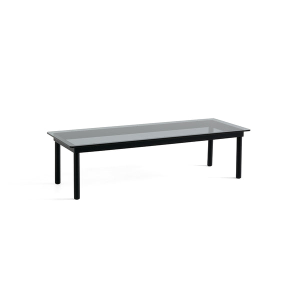 Kofi Coffee Table in Black Solid Oak &amp; Gray Stained Glass - l 140 x W 50 xh 36 cm