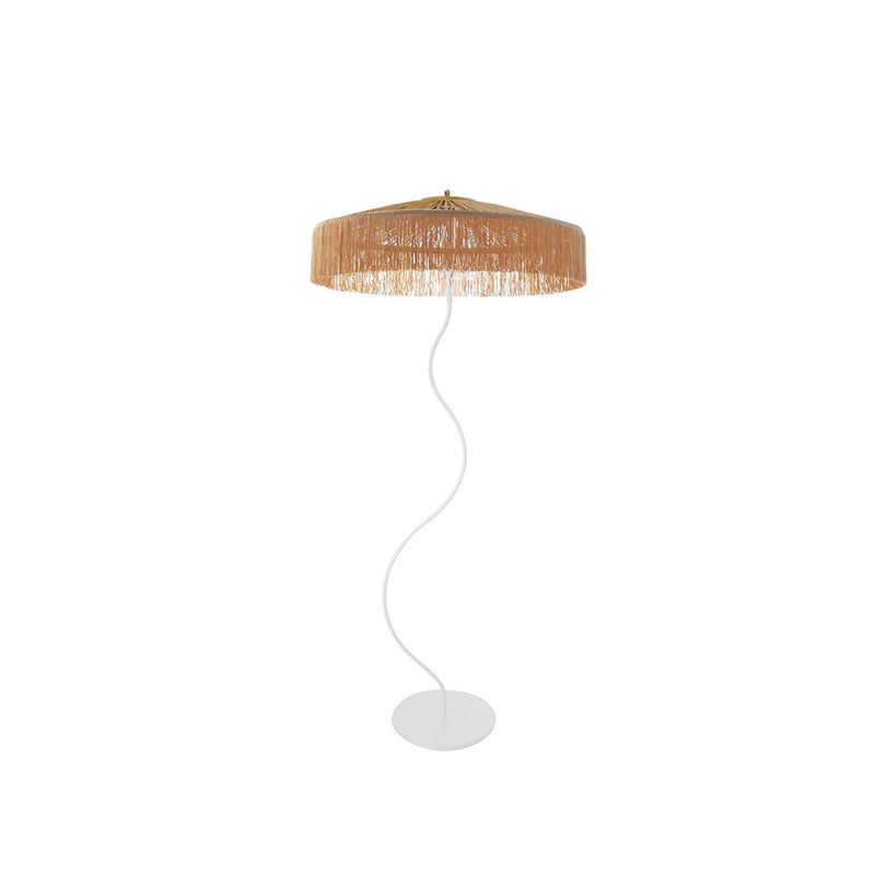 Kaa floor lamp with raffia fringes - White