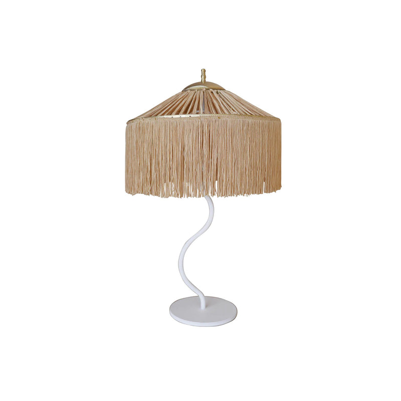Lampe de table Kaa à franges dorées - Blanc