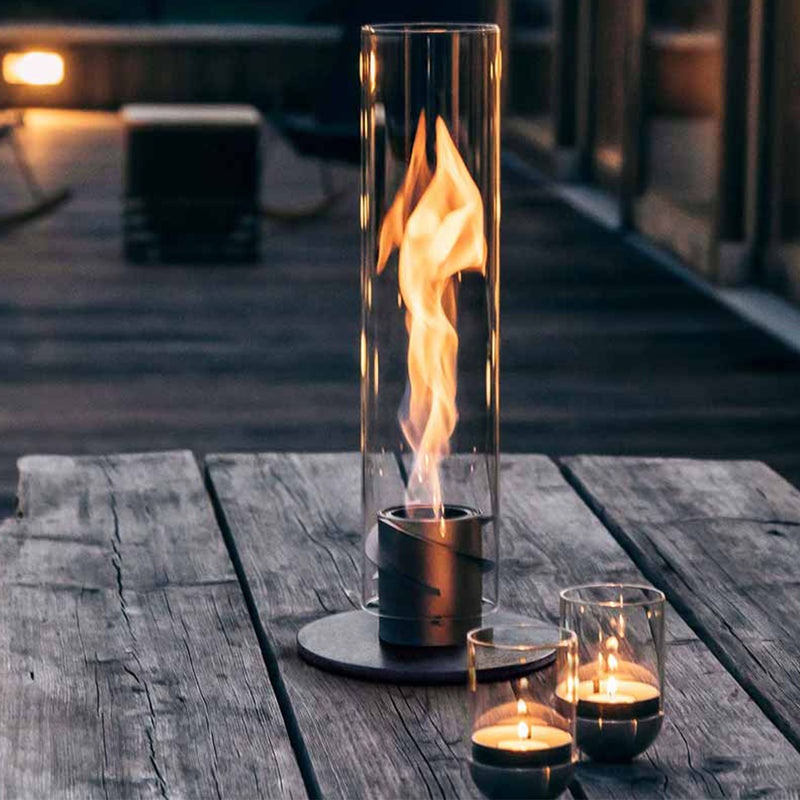 Cheminée / Feu de table Spin 90 - Ø 19 x 40,5 cm - Argent