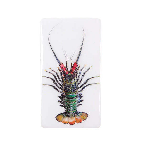 Green lobster wall decoration / white background - 20 x 35 cm