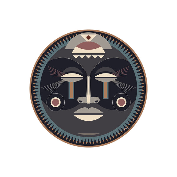 Set de table Masque africain Massaï en vinyle - Ø 38 cm - Noir