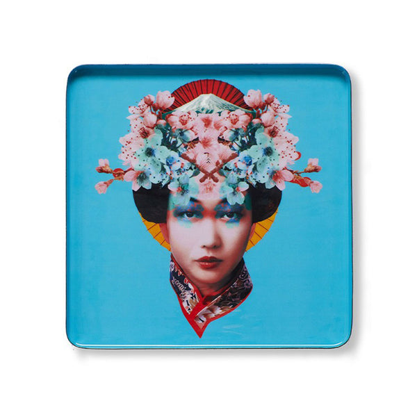 Miss Fuji square iron tray - 30 x 30 cm