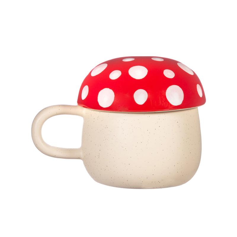 mug champignon avec couvercle - rouge