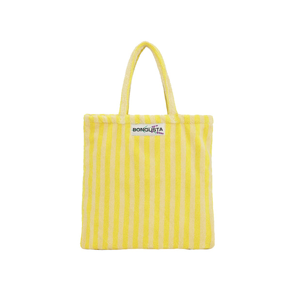 Striped Tote Bag - Pristine &amp; Neon Yellow