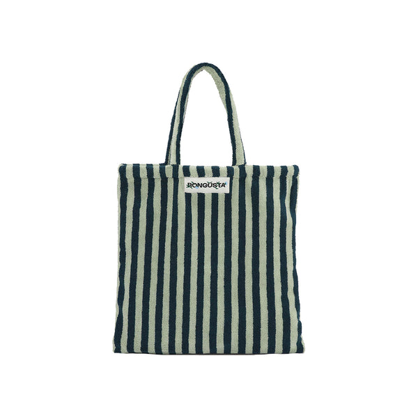 Totebag à rayures - Sea Foam & Deep Teal