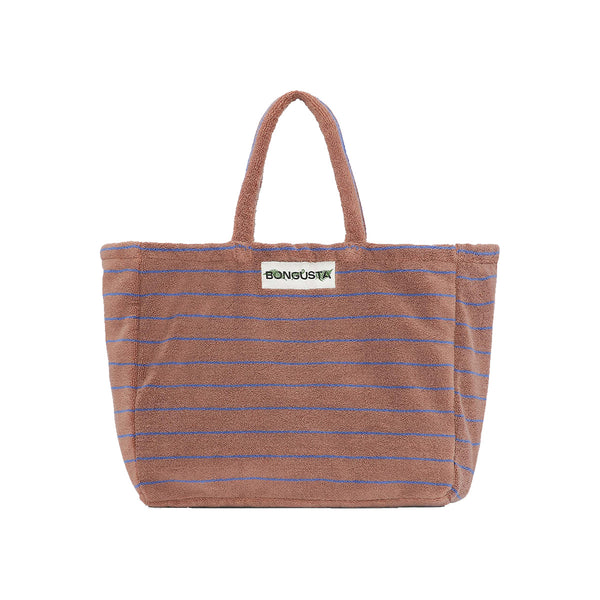 Sac Weekend à rayures - Camel & Ultramarine Blue