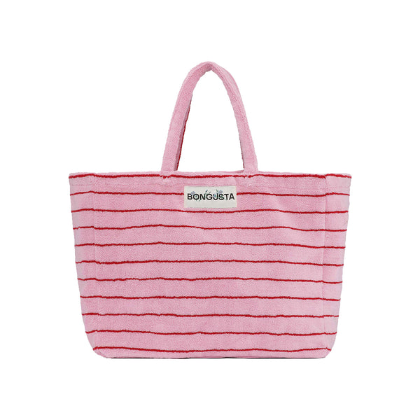 Striped weekend bag - Baby Pink &amp; Ski Patrol Red