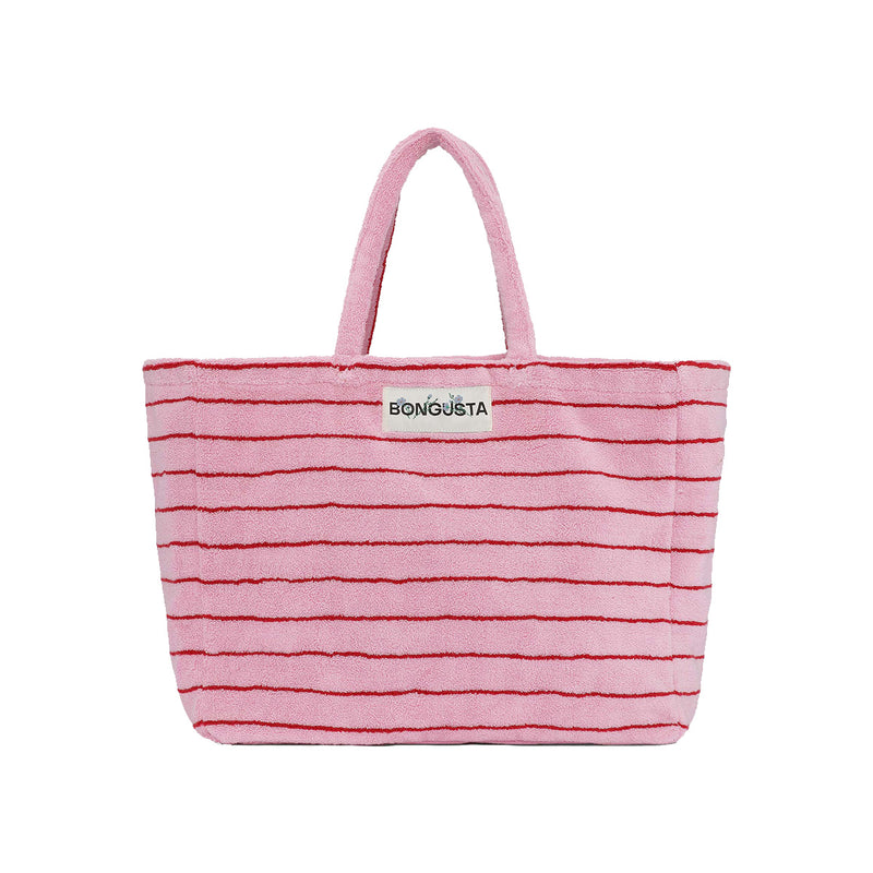 Sac Weekend à rayures - Baby Pink & Ski Patrol Red