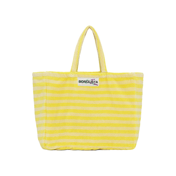 Sac Weekend à rayures - Pristine & Neon Yellow