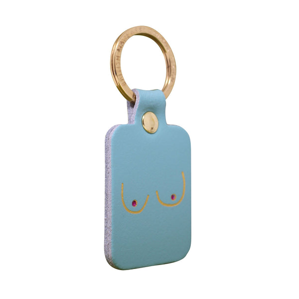 Boobs leather key ring - Turquoise
