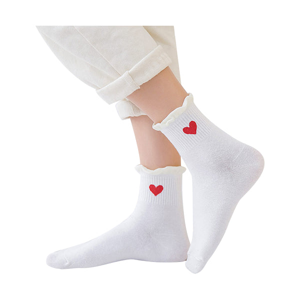 Long Heart Lace Socks 35/42 - White